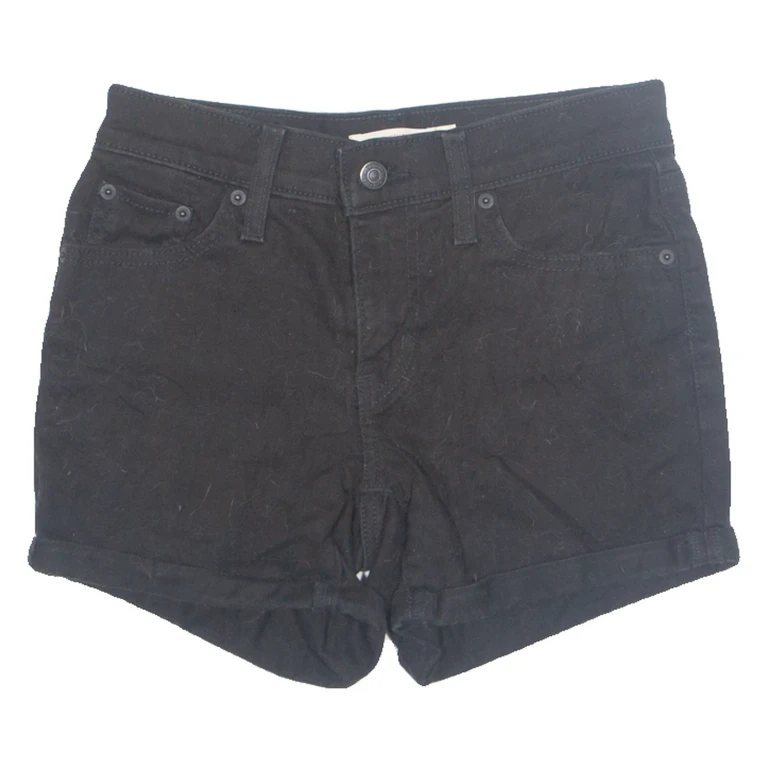 LEVI'S Turn Up Womens Denim Shorts Black Relaxed XS W26