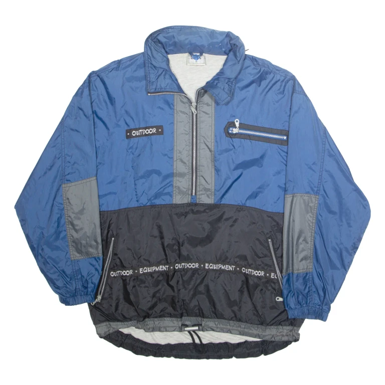 EQUIPE Mens Anorak Jacket Blue Hooded M