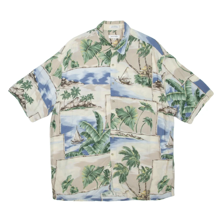 PIERRE CARDIN Mens Hawaiian Shirt Beige Floral XL