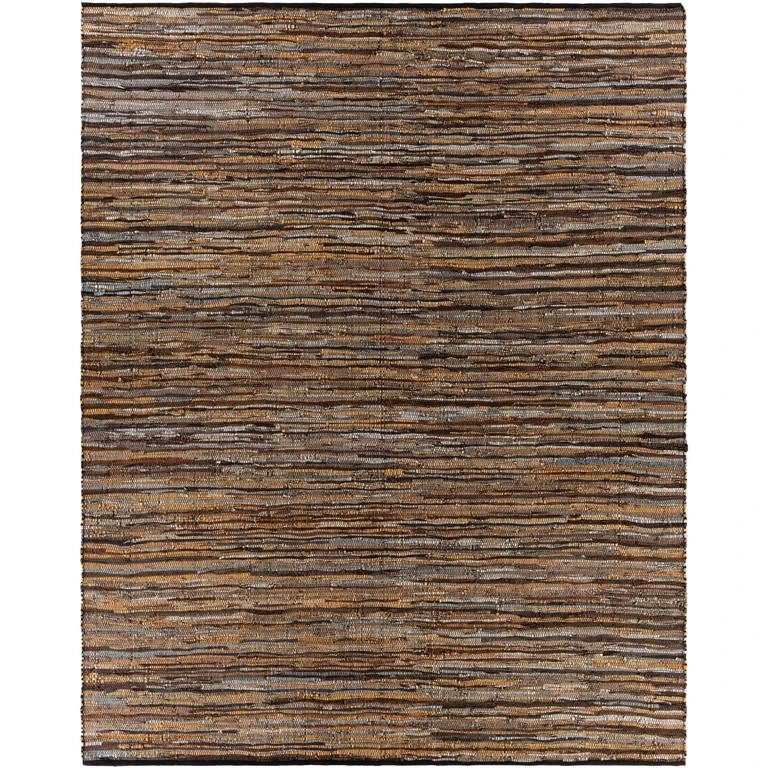 Hand Woven Leather Rag Rug - Clearance