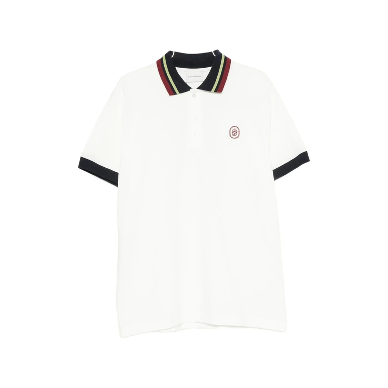 Logo-embroidered Striped-collar Polo Shirt