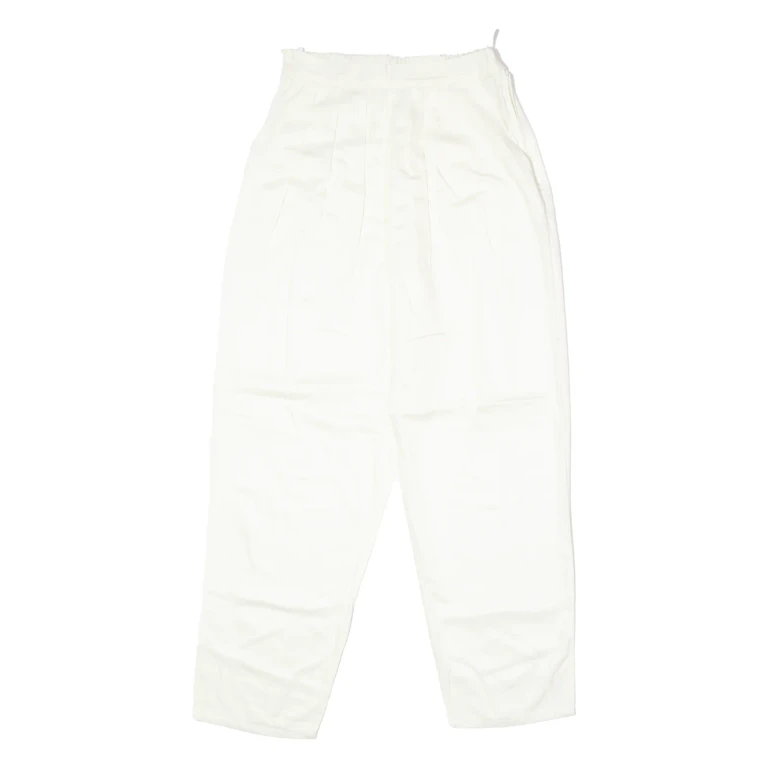 Pleated Womens Trousers Cream Slim Wide-Leg 90s Viscose W24 L25