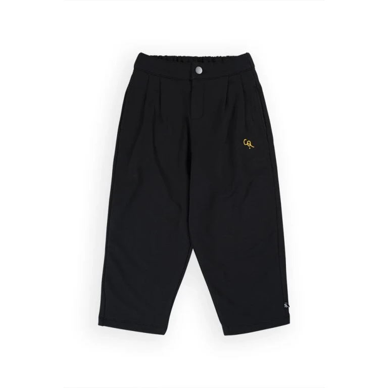 Boys Black Chinos - Organic Cotton Plated Trousers - 1-2 years