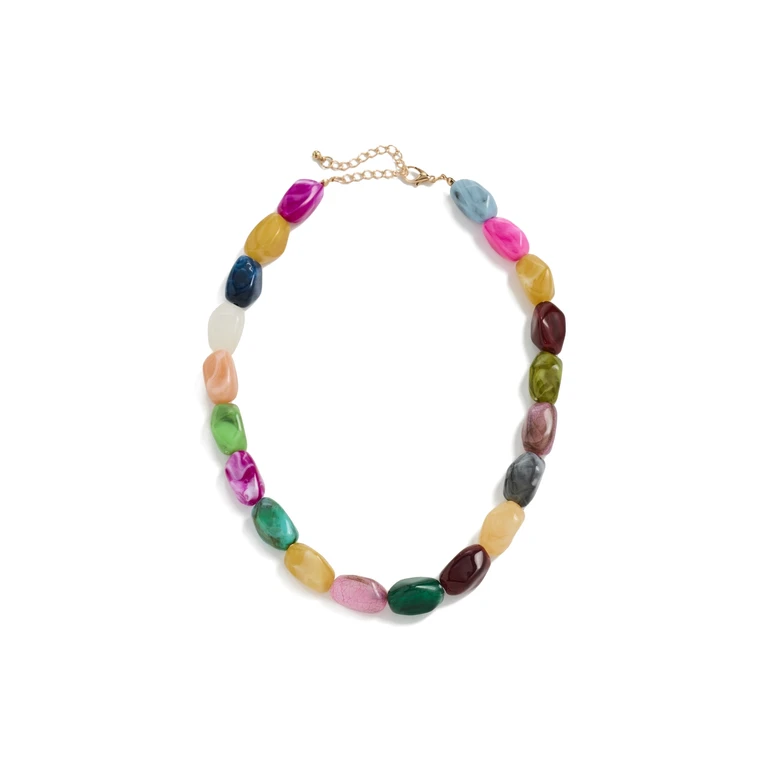 By Adina Eden Gold Chain & Multicolor Bead Necklace Multi-Color One Size