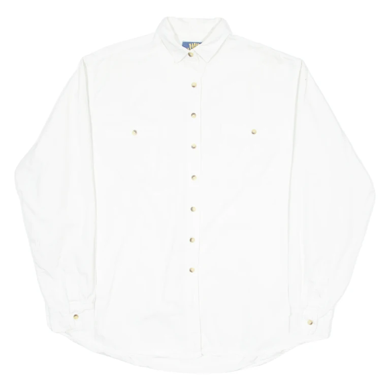 BASIC ELEMENTS Womens Plain Shirt White Long Sleeve L