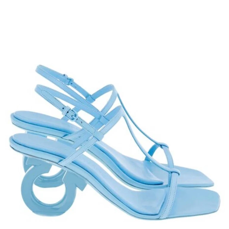 Ferragamo Elina Gancini Heel Sandals, Size 7 C