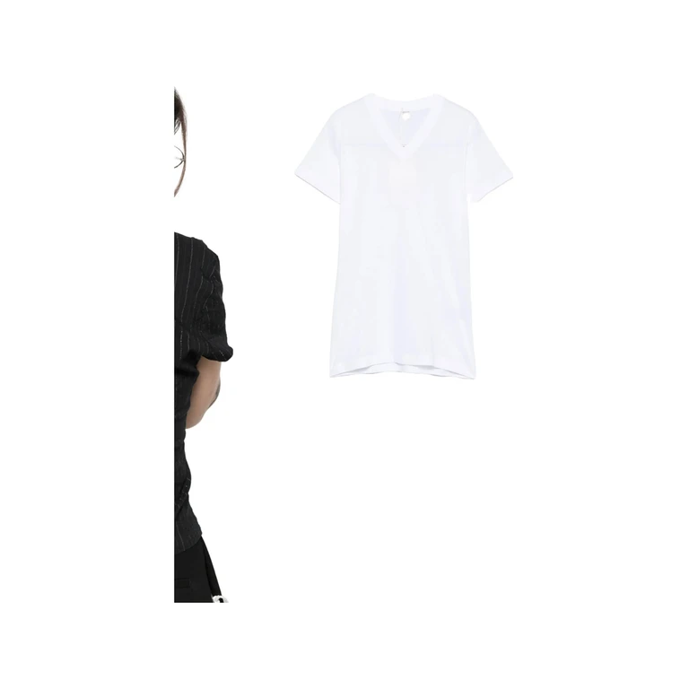 Wide-ribbed V-neck T-shirt