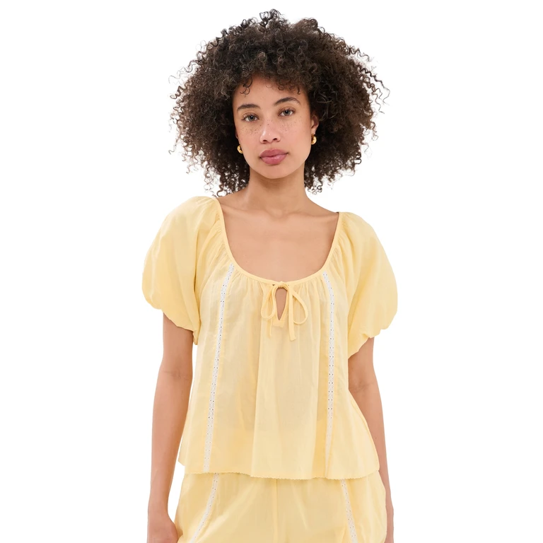 Damson Madder Maura Lace Trim Top Butter 14