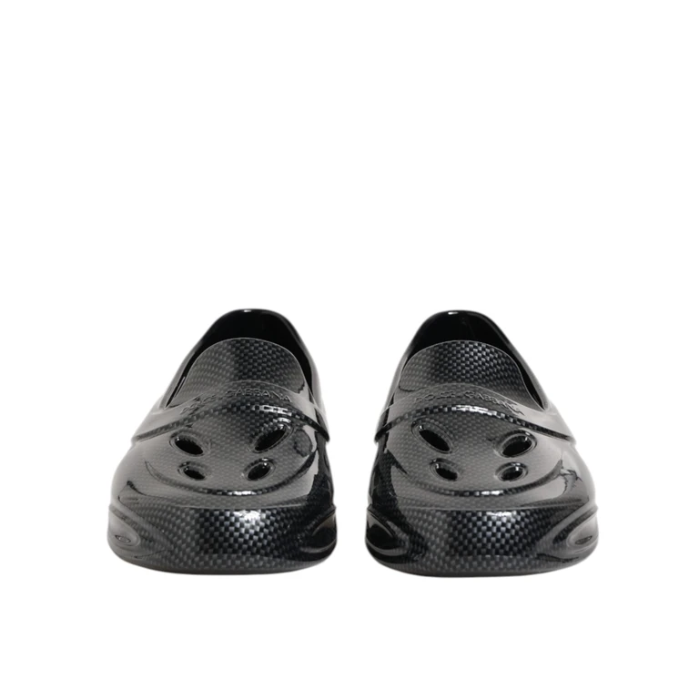 Dolce & Gabbana Black Rubber Slides Low Top Sneakers Shoes Tb+tu - Men