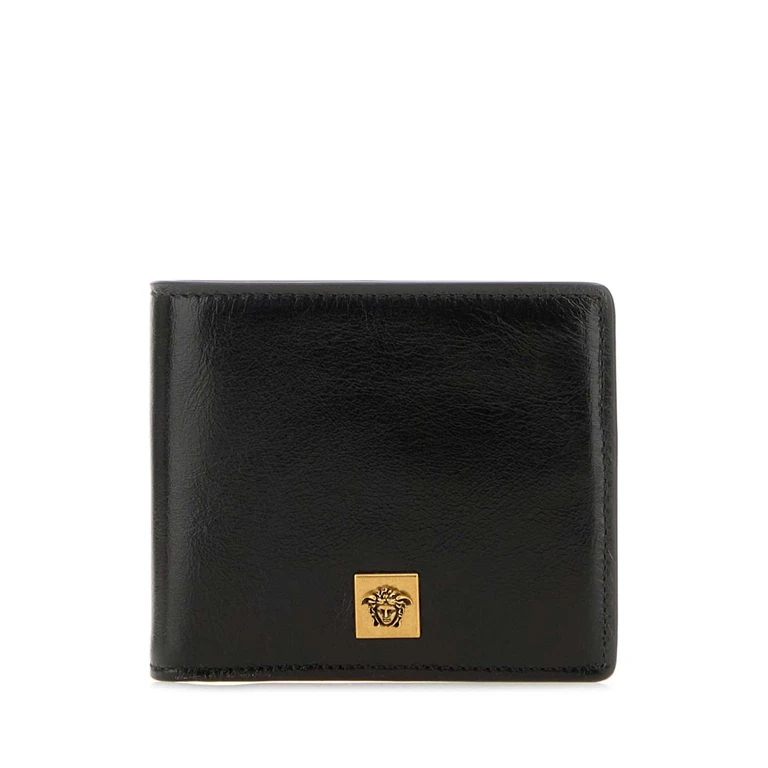 Versace Black Leather Wallet 1b55jblackgold82 Portafogli - Men
