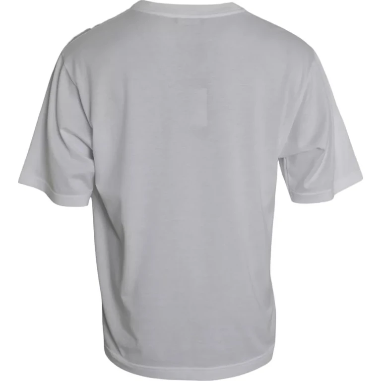 Dolce & Gabbana White Cotton Round Neck Short Sleeve T-Shirt - Men