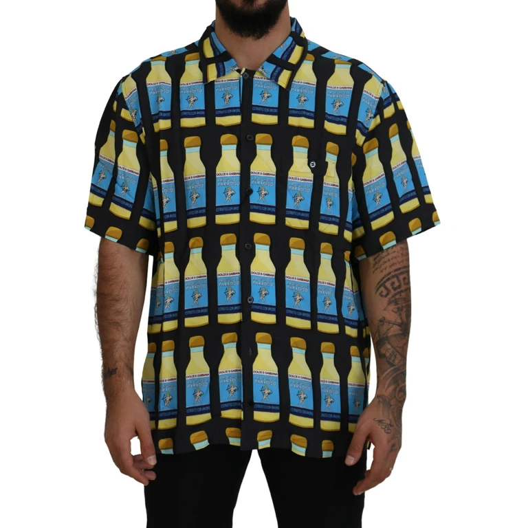 Dolce & Gabbana Multicolor Printed Viscose Casual Shirt - Men
