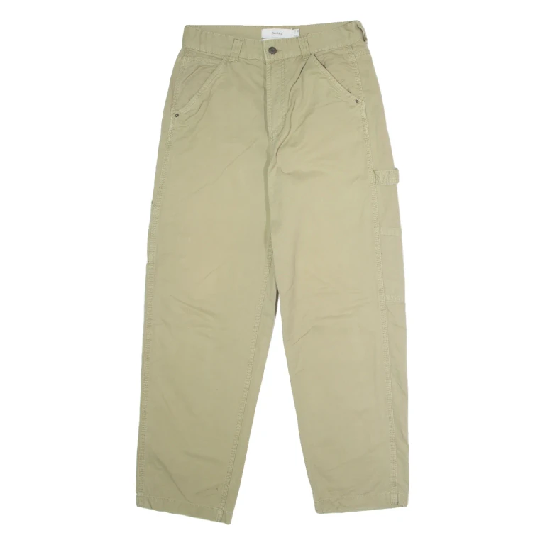 BERHSKA Carpenter Mens Trousers Beige Regular Straight W30 L32