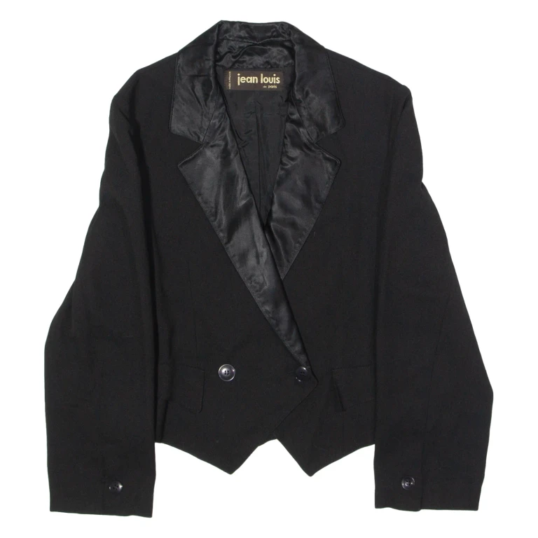 JEAN LOUIS DE PARIS Womens Blazer Jacket Black Wool 80s S
