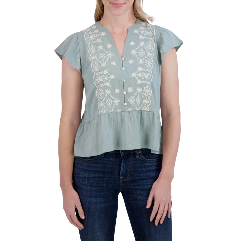 Women's Ott Flutter Sleeve Top - Sage