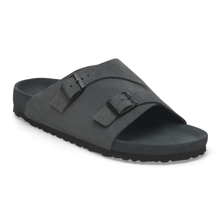 Birkenstock Unisex Zurich Bs Suede Leather Exquisit Allover Charcoal