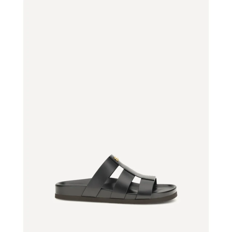 VALENTINO GARAVANI Studshield leather slide Sandals Male 41.5
