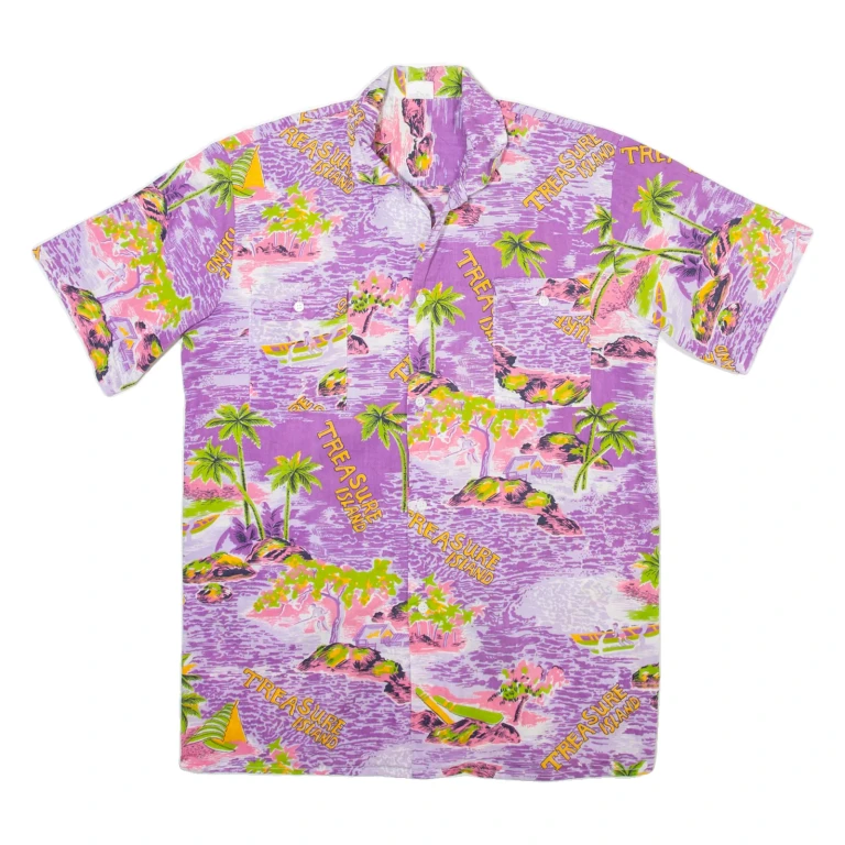 Mens Hawaiian Shirt Purple Crazy Pattern M