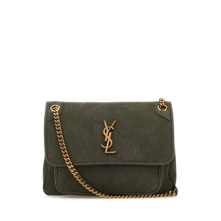 Dark Grey Suede Medium Niki Shoulder Bag Zincgrey Borse A Tracolla