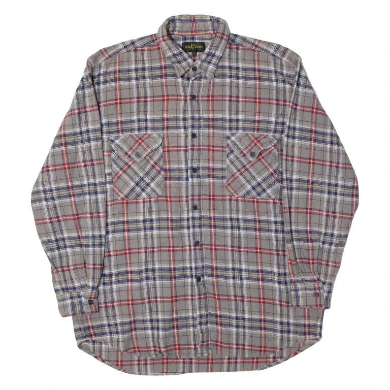 NOBLESSIMO Mens Shirt Grey Check Long Sleeve M