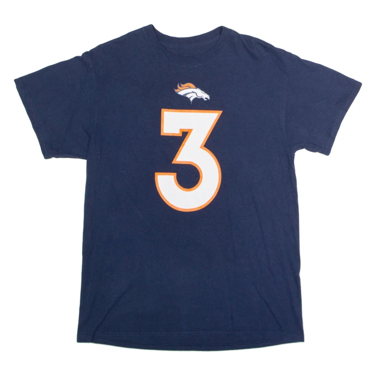NFL Denver Broncos #3 Wilson Mens T-Shirt Blue USA Crew Neck M