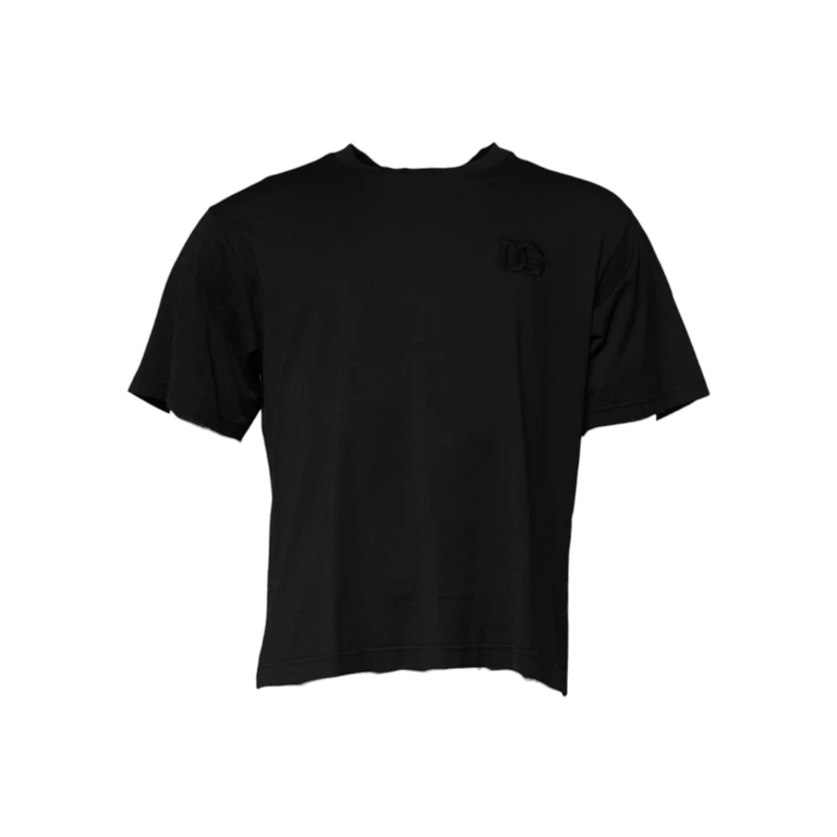 Dolce & Gabbana Black Dg Logo Cotton Crew Neck T-Shirt - Men