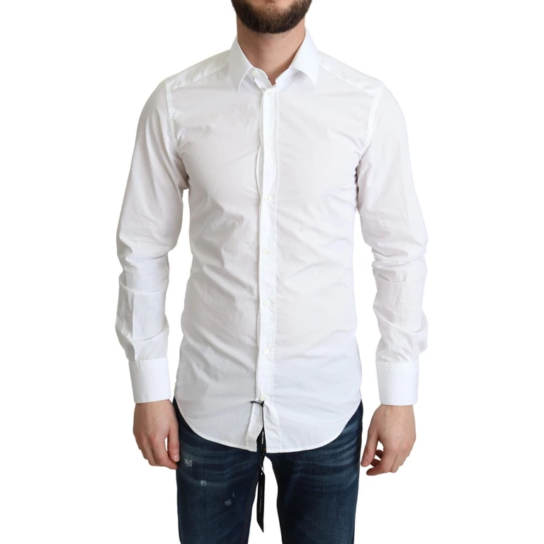 Dolce & Gabbana White Cotton Long Sleeves Men Formal Shirt - Men