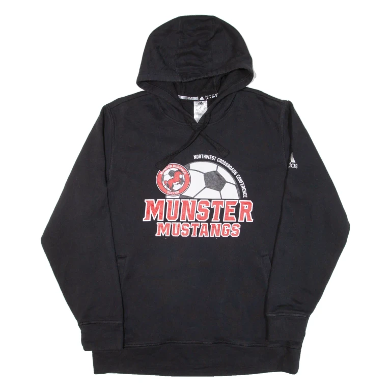 ADIDAS Munster Mustangs Soccer Mens Black Hoodie USA XL