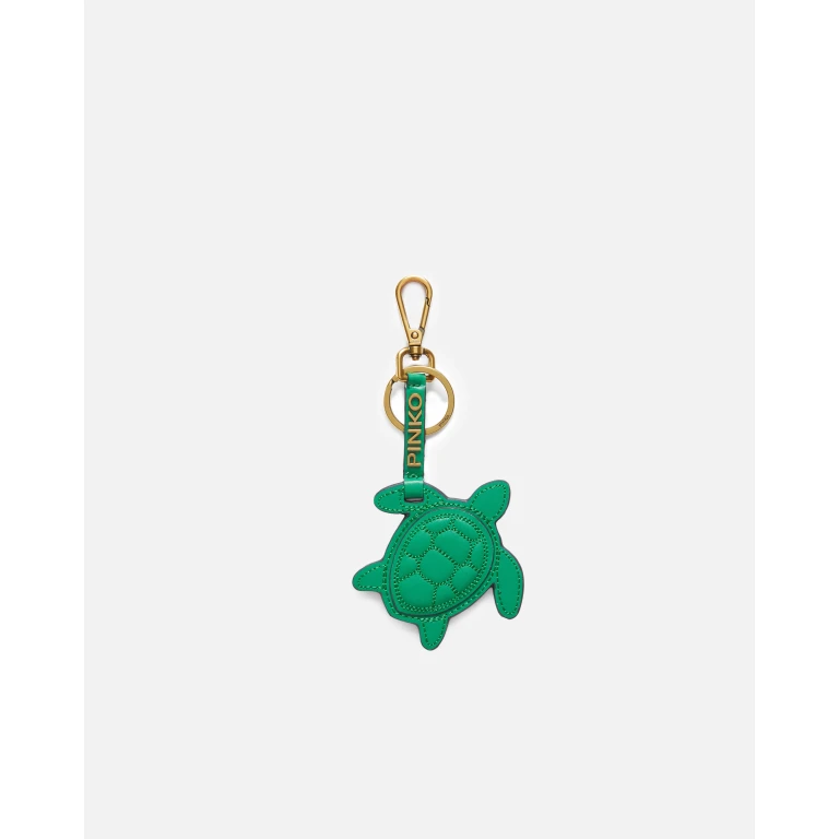 Pinko - Breloque tortue en similicuir vert