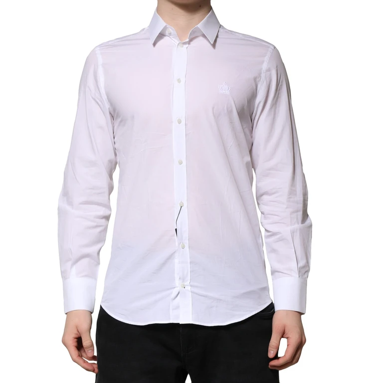 Dolce & Gabbana White Martini Long Sleeves Men Formal Shirt Cotton - Men