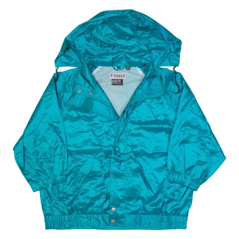 TANGELO Womens Rain Jacket Blue 90s Hooded L