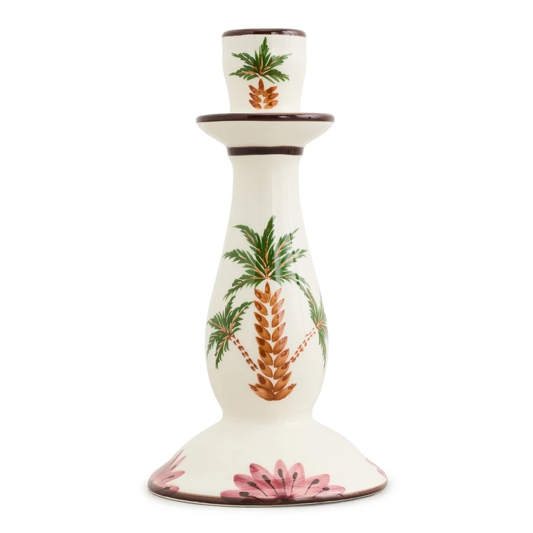 Ceramic Candlestick Holder Green/Brown/Pink One Size
