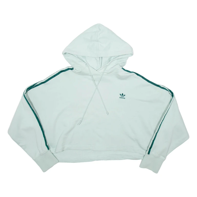 ADIDAS Cropped Womens Green Hoodie UK 10