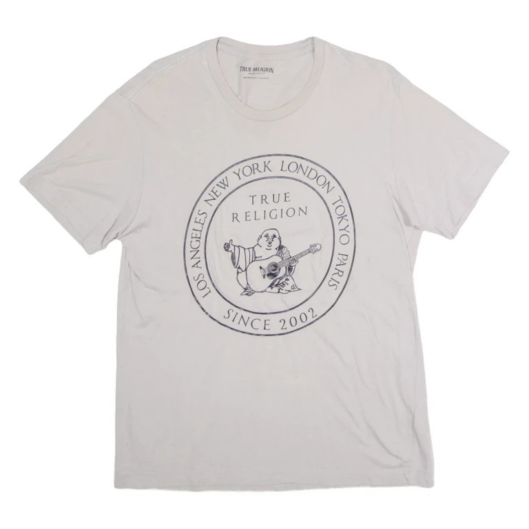 TRUE RELIGION Mens T-Shirt Grey Crew Neck M