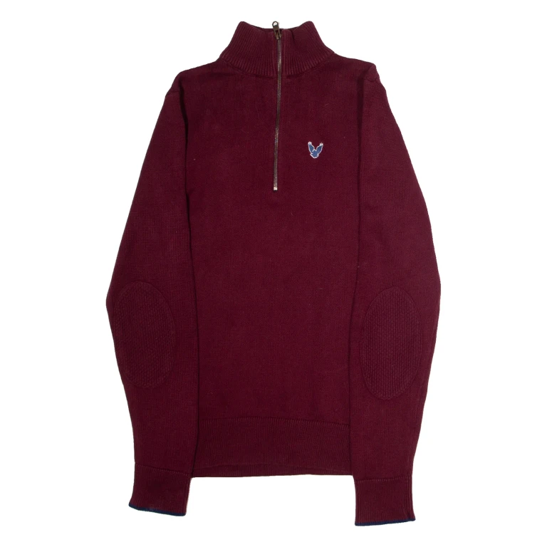 DIESEL Mens Jumper Maroon 1/4 Zip Tight Knit M