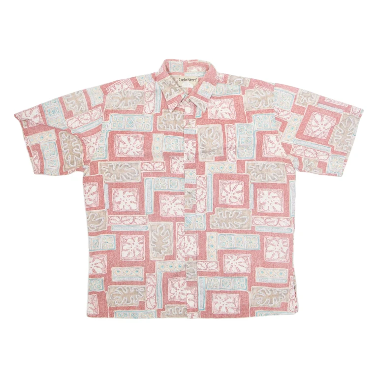 COOKE STREET Mens Hawaiian Shirt Red Crazy Pattern M