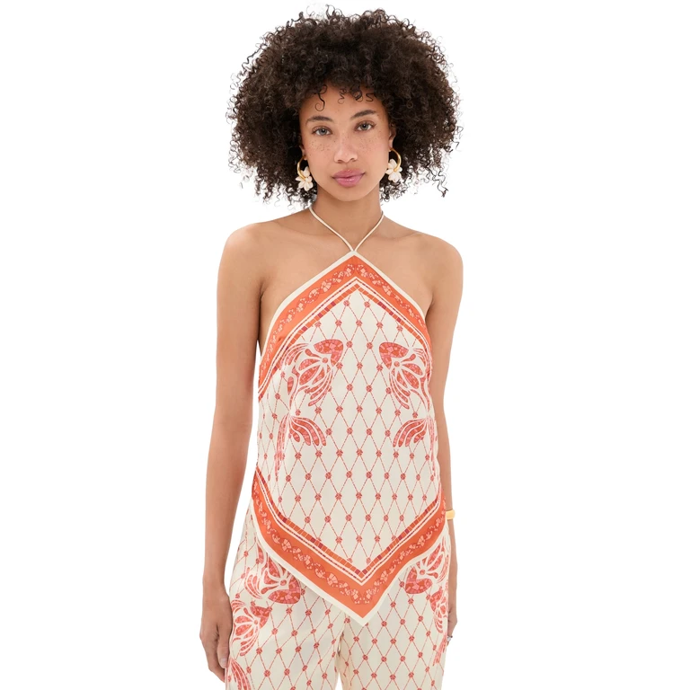 Shani Shemer Jessie Top Orange Mosaic Print XS