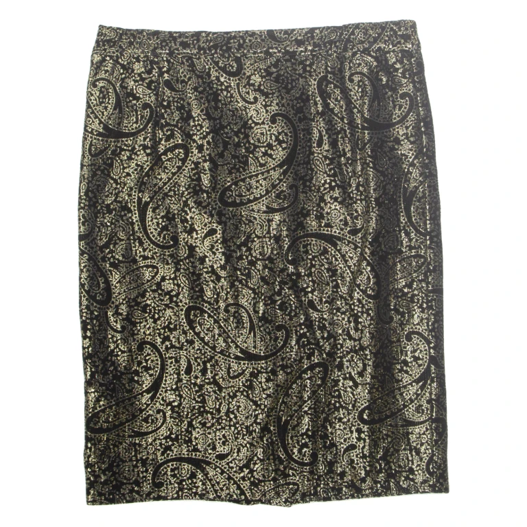 C&A Womens Pencil Skirt Gold Midi Paisley L