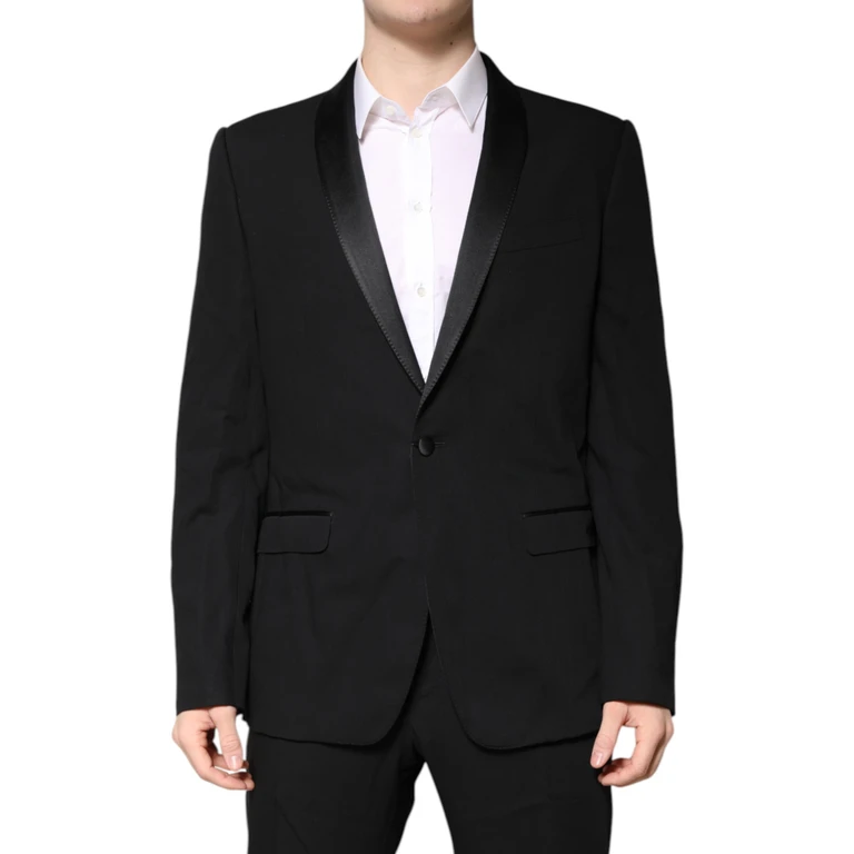 Dolce & Gabbana Black Wool Single Breasted 2 Piece Suit Virgin Silk Polyester - Men