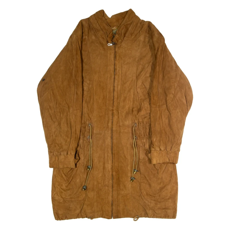 GINA GINERO Womens Coat Brown Leather Suede 90s UK 16