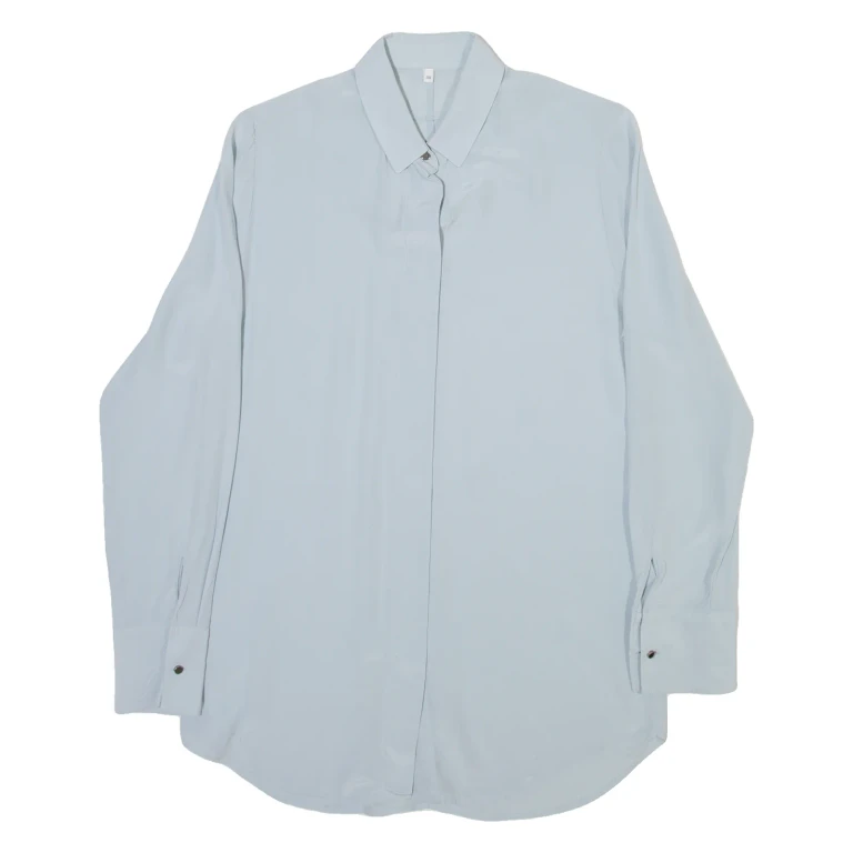 Womens Plain Shirt Blue Viscose Long Sleeve S