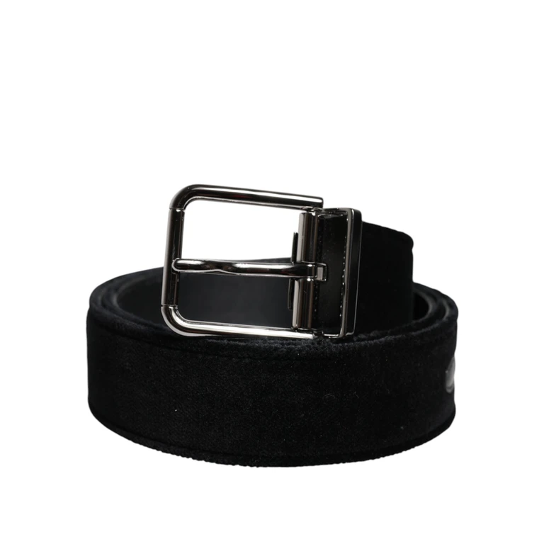 Dolce & Gabbana Black Cotton Silver Tone Metal Buckle Belt Leather - Men