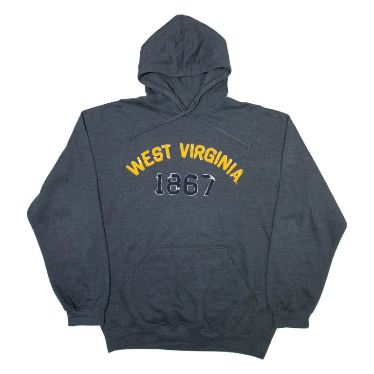 TULTEX West Virginia Mens Grey Hoodie USA XL