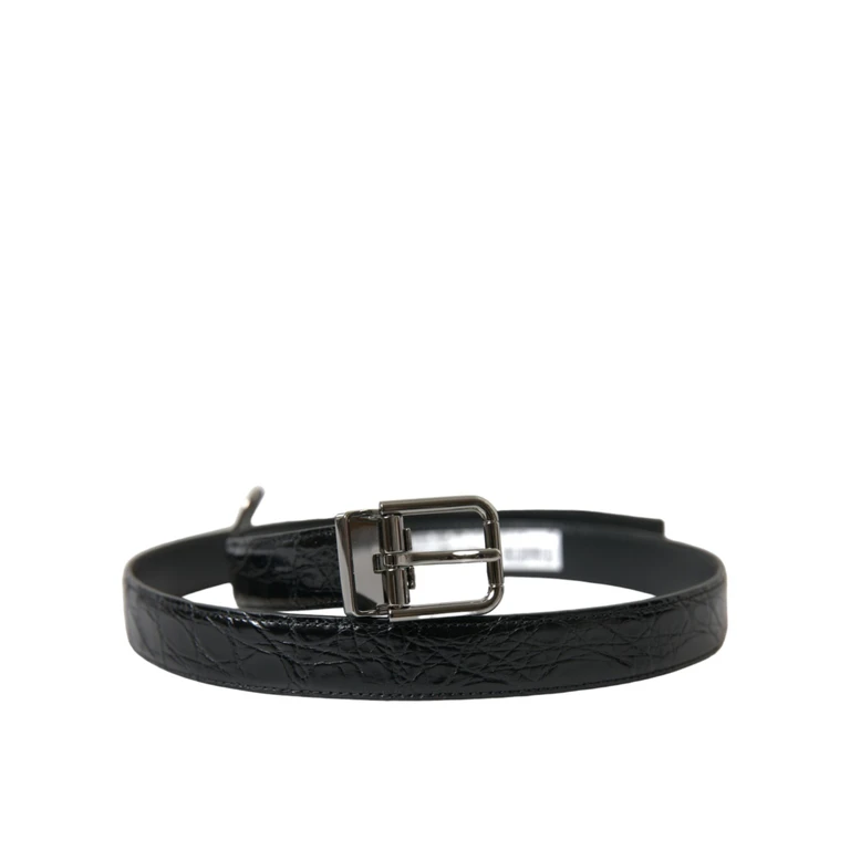 Dolce & Gabbana Black Leather Silver Metal Buckle Belt - Men