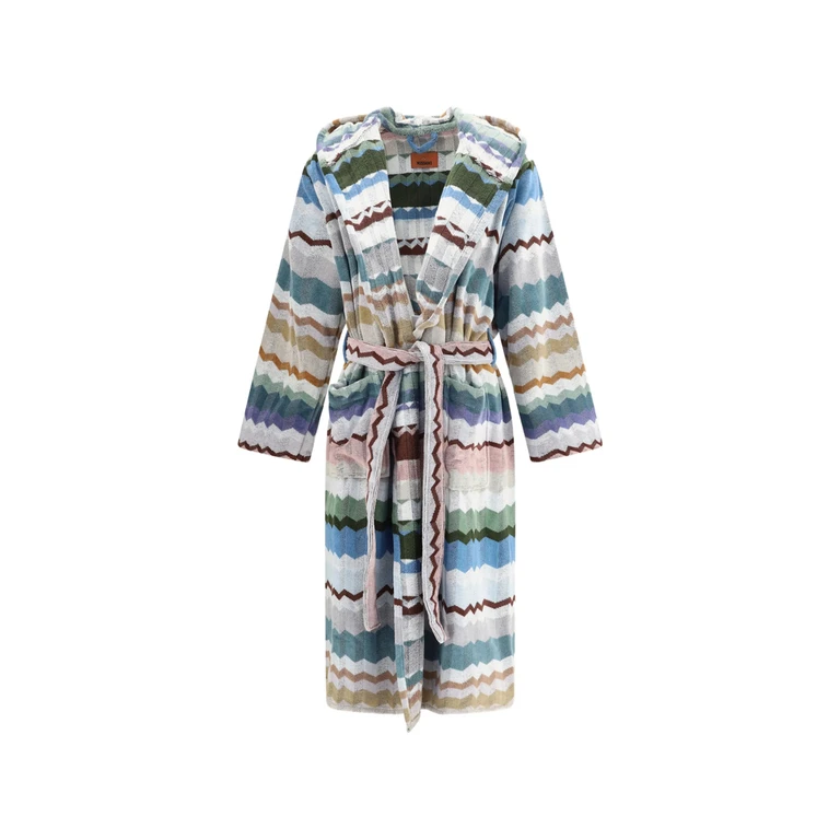 Eva Zigzag-pattern Hooded Bathrobe