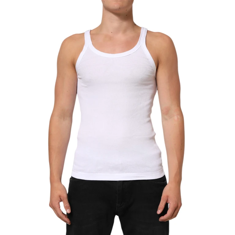 Dolce & Gabbana White Sleeveless Round Neck Tank Top T-Shirt Cotton - Men