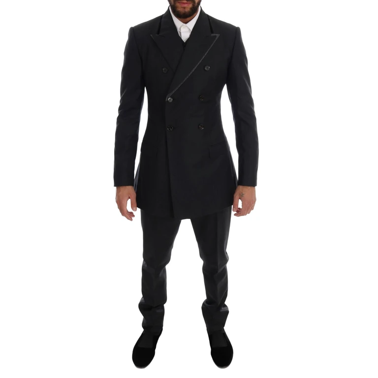 Dolce & Gabbana Gray Wool Double Breasted 3 Piece Suit - Men