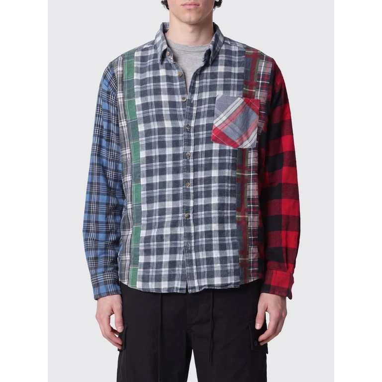 Patchwork Check Cotton Shirt with Patch Pocket (SX480AS)