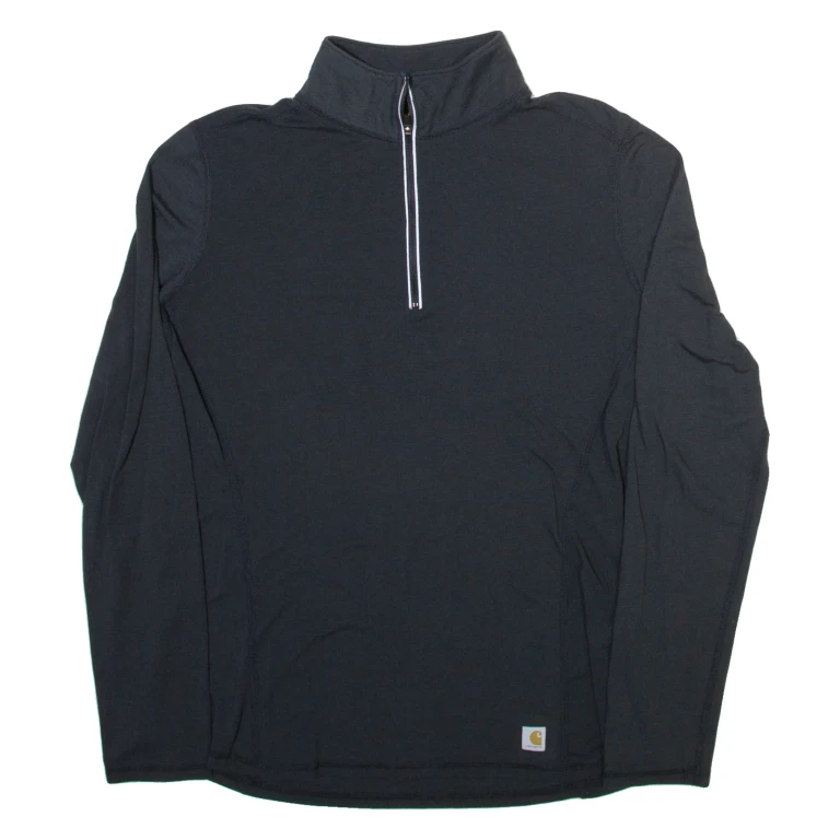 CARHARTT Womens T-Shirt Black Long Sleeve 1/4 Zip M