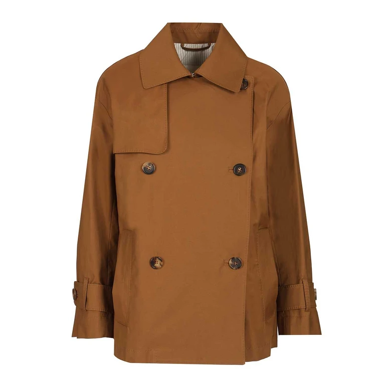 Max Mara The Cube Short double-breasted trench coat in water-repellent cotton Brown - Women
